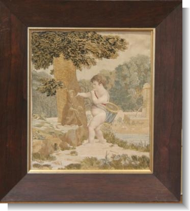 Exceptional early 19th century SILK NEEDLEWORK